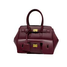 Fashionable Black Motorcycle Handbag, Large-Capacity Daily Bag, Multi-Purpose Shoulder Crossbody Bag - Burgundy (with Gold Hardware) - View 6
