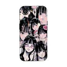 Collage brillante de chica anime rosa y negrofunda de teléfono Fundas compatibles con ,Apple,VIVO,OPPO,,, y Honor.Fabricadas en silicona TPU,ofrecen protección contra golpes y caídas.regalos para mamá - Negro - Ver 1