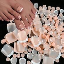 120-Piece French Manicure Set In 9 Colors, Short Square Style, Full Coverage Press-On Nails In Summer Pink And Glossy Brown. - Champagne - View 6