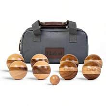 Hevea Wood Travel Bocce Ball Set, 72mm Balls With Carry Bag, Outdoor Game 2u20134 Players, Premium Durable Wood Construction Backyard, Beach, Or Travel - Initial - View 1