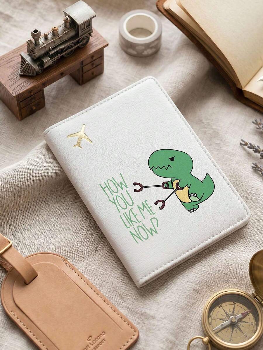 1pc Cute Cartoon Dinosaur Passport Cover, Travel Passport Holder, Suitable For Travel, Vacation, Birthday, Anniversary Gift, With Card Slots And ID Holder, Fashion Gift For Men And Women, Outdoor Travel Accessories, Cruise Essential, Available In Yellow, Black, Blue, Pink, Red, White - Multicolor - View 1