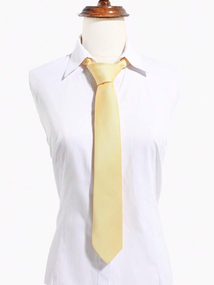 1pc Women's Fashion Fine Twill Textured Solid Color Hand-Tied Tie, Formal Business Commute Versatile (Unisex) - Multicolor - View 1