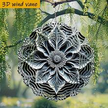 1件3D立体黑白花卉图案叶子设计装饰品,10英寸*10英寸,带旋转挂钩,360° DIY创意风车,适用于庭院、院子、春夏季节(不含吊坠,款式随机) - A - 查看 4