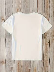 Plus Size - Plus Size - Short Sleeve T-Shirt With Letter Portrait Print And Crew Neck - White - View 3
