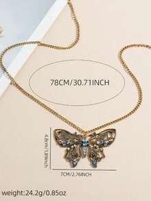Fashionable Chic Artistic Butterfly Pendant Necklace, Luxury Creative Design - Multicolor - View 4