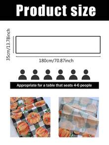 1pc 35*180cm Thanksgiving Table Runner, Featuring Pumpkin & Leaf Pattern Paired With Black & White Plaid, Suitable For Thanksgiving Decor, Autumn Decor, Kitchen, Tabletop, Home Decor, And Holiday Gatherings - Multicolor - View 12