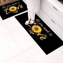 1pc Sunflower Pattern Printed Doormat, Silica Gel Kitchen Carpet, Kitchen Mat, Rug, Easy To Clean, Rectangular Printed, Suitable For Living Room, Bedroom, Hallway, Bathroom, Laundry Room - Polyester Carpet, Suitable For Indoor And Outdoor Home Decor - Multicolor - View 2