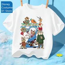 Zootopias Nick And Judy Short Sleeve Printed Summer Kids T-Shirt Loose Outdoor Sports Top - hình dạng - Xem 1