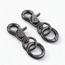 2pcs Rotating Clasp, Double-Ended Rotating Spring Clasp Hook Metal Rotating Clasp Carabiner With Spring O-Ring, Suitable For Key Chain, Bag, Wallet, Lanyard DIY Crafts - Gun color - View 10