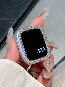 1個雙層閃亮水鑽保護殼，適用於Apple Watch 40/41/42/44/45/46/49mm系列，包括Ultra/SE/11/10/9/8/7/6/5/4，透明鏤空智慧手錶保護蓋配件 - 鏤空透明 - 查看 6