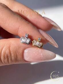 1 chiếc khuyên mũi hình chữ L bằng bạc sterling 925 với thiết kế vương miện đính đá Zirconia, dễ đeo và tháo, kiểu dáng thời trang đa năng, món quà tinh tế dành cho bản thân hoặc bạn bè nữ. - phong cách 1 - Xem 6