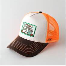 Polo de golf , Gorra de golf, Gorra de golf, Gorra de golf, Para hombre, Para mujer, Gorra con visera, Sombrero de sol para mujer, Nueva gorra de béisbol de malla con bordado de parches y bloques de color estilo americano primavera/verano para hombre y mujer, Gorra de pico de pato versátil, transpirable y con protección solar 2026 - Gorra de malla con apliques y bloques de color: color blanco roto con visera marrón. - Ver 9