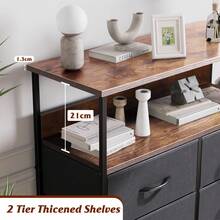Tall 8 Drawer Chest With Double Shelves Large Storage For Bedroom Home - Black - View 6