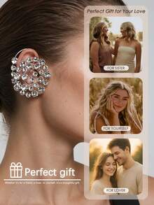 STONEFANS 2pcs Spiral Geometric Round Hoop Earrings, Exaggerated Design, Fashionable Party Wear - Geometry - View 8
