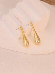 2/10 piezas Conjunto de aretes de moda para mujer en tono dorado, que incluye estrella de mar, concha, caracol, lágrima larga, aretes con forma de rosquilla, perfectos para vacaciones en la playa, viajes, uso en fiestas - Dorado - Ver 4