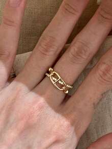 1 Stück Edelstahl Kreuz-Ring, vielseitiger Modetrend Fingerring, einzigartiger Nischenschmuck - Goldener Kreuz-Nasenring - Übersicht 3