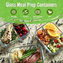 Food Storage Containers - Meal Prep Containers For Office, Back To School, Portable, Outdoor Lunch Glass Food Storage Containers With Lids, Stackable, Airtight Glass Meal Prep Containers, Freezer To Oven , Upgraded Snap Lock Transparent Food Salad Fruit PET Bento Lunch Boxes - View 8