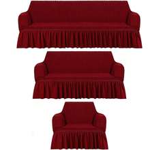 3-Piece Stretch Sofa Cover Set For Living Room. Sofa Cover. Stretch Sofa Cover Set For 1+2+3 Seater Sofas, Soft And Non-Slip Fabric, Stain-Resistant And Wear-Resistant Protector, Easy To Install And Washable, Elastic With Seersucker Skirt To Protect The Sofa From Cat Scratches, Ideal For Decorating The Living Room, Office, Or Bedroom. Local Warehouse. - 杏色 - 查看 8