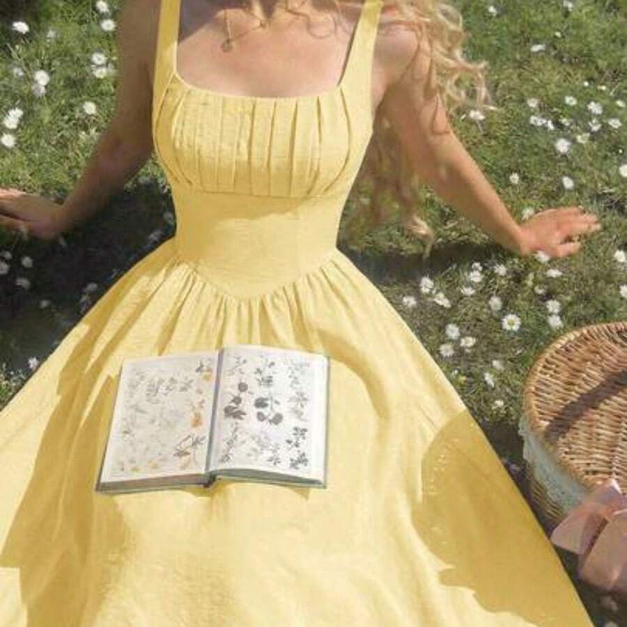 Women Midi Dresses - Goose Yellow - View 1