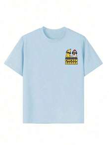 Boys' T-Shirt With Fun Chicken And Banana Print, Soft And Comfortable Fabric, Suitable For Outdoor Sports, Casual Wear, Urban Wear, School Wear, Versatile Fashion T-Shirt For Boys In Spring/Summer. - 軍綠色 - 查看 8