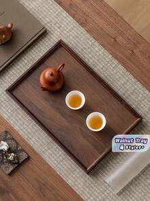 Walnut Matte Wooden Serving Tray, Multipurpose Food Platter For Cake Fruit Steak Pizza Snack Tea, Home & Cafe Dessert Display Tray - Coffee Brown - View 1