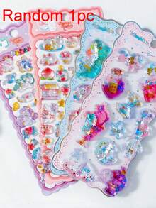 3D Crystal Stickers, Children's Educational Handicraft, 3D Holographic Gem Stickers, Liquid Dynamic 3D Stickers, Creative Stickers For Phone, Computer, Rewards - Multicolor - View 9