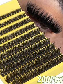 200 Clusters Of 80D False Eyelashes, Naturally Soft And Thick Segmented False Eyelashes, Suitable For Various Occasions Such As Dating, Daily Life, Parties, Stage, And Travel Makeup, Eyelashes, False Eyelashes - D - View 1