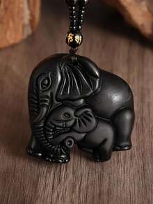 1PC New Exquisite And Vivid Animal Elephant Necklace, Paired With Black Glass Chain, Suitable For Jewelry Gifts For Men And Women - Fashion - View 1