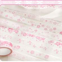 1 rollo de cinta decorativa con purpurina con tema de flor de cerezo de la serie Sakura de primavera, 1.5cm*2m, patrón y color aleatorios - A - Ver 3