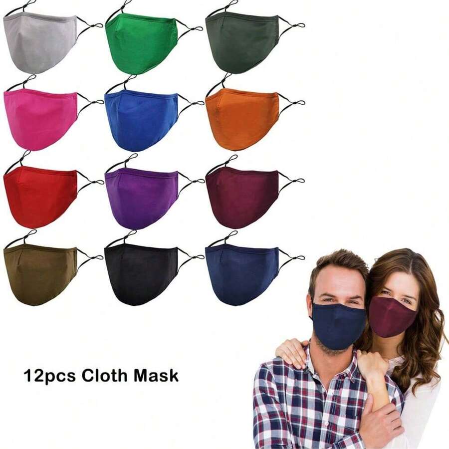 12/24 Pack Colorful Cloth Face Masks, Breathable Cloth Masks, Washable Reusable Portable Masks, Suitable Home, School, Travel And Office Use, Great Ideas Women Men Mom Dad