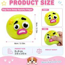 NEW Smushers Squishy-Curiosities Smushers Dog Face Swap Squishy,Soft Slow Rising Stress Relief For Stress & Anxiety Relief, Cute Dog Face Sensory Fidget For For Adults Anxiety Relief - YELLOW - View 2