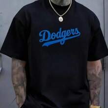 Camiseta Hombre Dodgers | Estilo Béisbol Deportivo | Estampado Digital Moderno | Confortable para Moda Urbana y Fanáticos - Negro - Ver 1