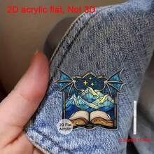 1 pieza Broche de acrílico con diseño de ala de libro de cielo estrellado de vidrio esmerilado, diseño de mosaico fantástico exquisito, material de alta transparencia, insignia para amantes de los libros, adecuado para atuendo diario/de fiesta, regalo de cumpleaños cálido - Multicolor - Ver 2