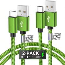 3pcs/Set USB-C Data Cable (10ft/6ft/3.3ft) USB To USB-C Charging Cord, Fast Charging Type-C Braided Cable Compatible With Galaxy S25 S24 S23 S22 S21 S20 A25 A54 A15 A14, Note, Flip, Pixel, Moto And More - Multicolor - View 9
