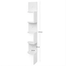 Estante flotante de 5 niveles para esquina, Estante de esquina de varios niveles, Soporte decorativo de esquina para pared para el hogar, Estante triangular para pared, Organizador de almacenamiento para pared, Estante colgante para esquina, Estante para pared para plantas, Estante de esquina de madera, Estanterías de ensamblaje fácil en niveles para dormitorio, baño, cocina, oficina, sala de estar, Decoración de estantería para libros, 20 cm de altura suficiente para libros - Blanco - Ver 2