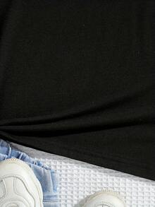Summer Clothes For Travel And Leisure, Fashionable Youth Short-Sleeve T-Shirt "When God Created Me, He Smiled And Said, 'This Will Be Fun'" Clothing Gift, Round Neck Short-Sleeve T-Shirt For Boys, Summer Clothes For Kids - 黑色 - 查看 5