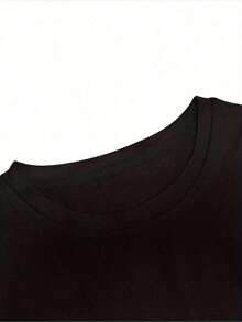 Camiseta de Verano de Manga Corta Casual Deportiva para Hombre de Talla Grande, Regalo para Novio, TALLA GRANDE - Negro - Ver 3
