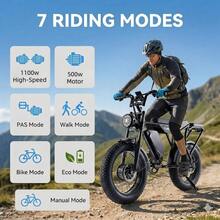 Adult Electric Bicycle, 36V 15AH Battery, 500W Motor (Peak 1100W), Top Speed 45 Km/H, Range 50 Km/100 Km, 20-Inch * 4.0 Wide Tires. - Hệ thống truyền động kép cộng thêm - Xem 5