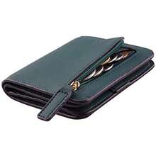 Toughergun Women's Small Slim Leather Wallet With RFID Protection, Compact Bifold Mini Purse With Clear ID Window - 04 ReNapa 綠色煤炭 - View 1
