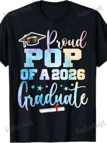 "Proud Grandfather Of A Class Of 2026 Graduate" Graduation T-Shirt, "Proud Grandfather Of A Class Of 2026 Graduate" Graduation T-Shirt, Cool T-Shirt For College Family Members, 100% Casual, Crew Neck, Short Sleeve, Suitable For Both Men And Women, Soft And Breathable, Spring/Summer Comfort, Graduation T-Shirt F - 白色 - 查看 4