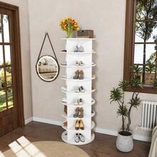 7-Tier Rotating Shoe Tower – 360° Rotating Shoe Rack, Freestanding, Space-Saving For Up To 28 Pairs Of Shoes, High Base For Boots, White (60 * 60 * 184 Cm) - White 1pc - View 10
