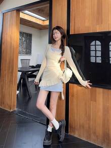 Women Midi Dresses - Apricot - View 5