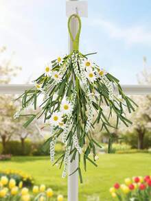 1件人造小菊花尤加利葉裝飾，人造植物，門飾，人造花，40cm/15.7in，18cm/7.1in，學校宿舍辦公室裝飾，派對活動節日生日派對裝飾，婚禮季節裝飾，居家入口酒店餐廳 - 彩色 - 查看 7