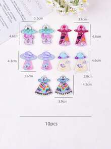 10pcs Alien Spaceship Acrylic DIY Jewelry Pendant - Multicolor - View 4