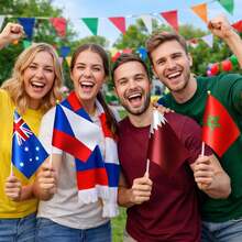 48pcs/Set World Cup 48 Countries Handheld Mini Flags, 2026 World Cup 48 Teams Polyester Small Hand-Waving Flags With Plastic Flagpoles, Suitable For Party Indoor Outdoor Garden Decoration, 14*21cm(5.5*8.2in) - 48Countries - View 4