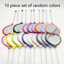 10pcs Creative Beaded Heart-Shaped Handle Mirrors, Multi-Color Handheld Makeup Mirrors, Portable Compact Mirrors. Handmade Decorated Mirrors, Suitable For Jewelry Making, Gifts For Teenagers And Adults - Multicolor - View 6