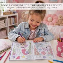 (42 Pages/140gsm/135g Per Book) 3-Book Set Children's Fun Coloring Books - Cute Princess, Unicorn And Mermaid Coloring Books, Suitable For Girls Aged 4-8, Easy To Color, Magic Theme Creative Gift, Perfect For Your Creative Little Princess - A5 lined - View 9