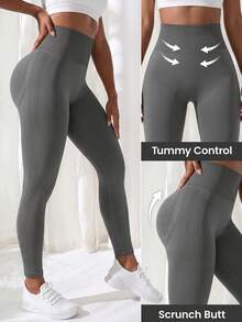 Quần tập yoga liền mạch dành cho nữ - Dáng ôm, nâng mông, định hình vòng ba, quần legging tập yoga thể thao - Màu xám đen - Xem 3