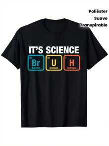 Fun Graphic T-Shirt Of The Periodic Table Of Scientific Elements - Soft And Breathable Polyester Short Sleeve Crew Neck Tee For Teens - "IT'S SCIENCE" Design With Colorful Periodic Table Elements - Perfect For All Seasons - Black - View 1