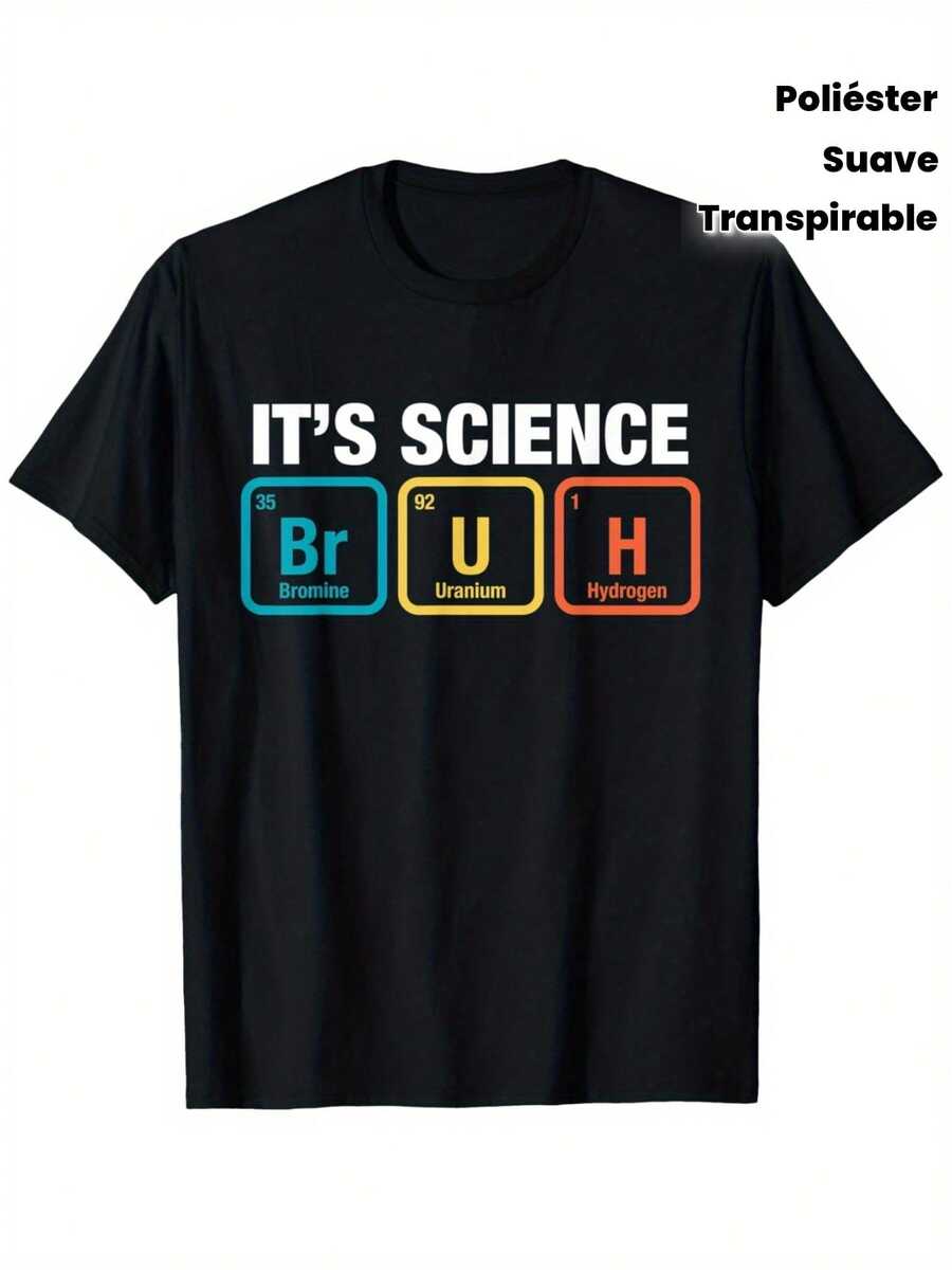 Fun Graphic T-Shirt Of The Periodic Table Of Scientific Elements - Soft And Breathable Polyester Short Sleeve Crew Neck Tee For Teens - "IT'S SCIENCE" Design With Colorful Periodic Table Elements - Perfect For All Seasons - Black - View 1